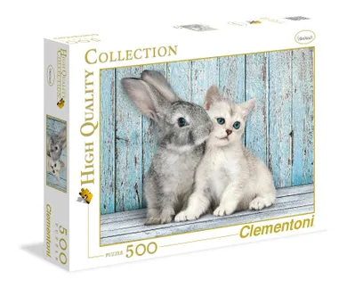 Clementoni, High Quality, Cat & Bunny, puzzle, 500 piese