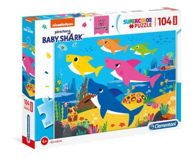 Clementoni, Maxi Super Color, Baby Shark, puzzle, 104 piese