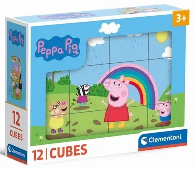 Clementoni, Peppa Pig, puzzle blocuri, 12 piese