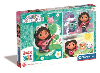 Clementoni, Super Color, Gabby's Dollhouse, Gabby, puzzle, 3-48 piese