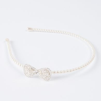 Cool Club, bentita, alba cu perle si fundita