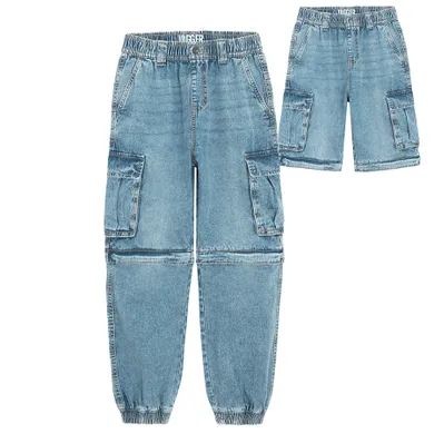 Cool Club, Blugi pentru baieti, croiala jogger, picioare detasabile, albastru