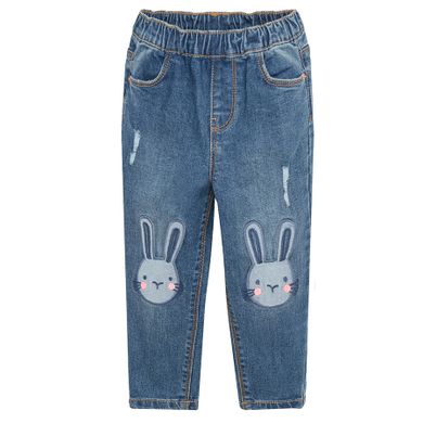 Cool Club, Blugi pentru fete, tip mom fit, denim, imprimeu iepurasi