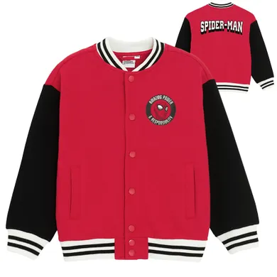 Cool Club, Bluza bejsbolówka chłopięca, cu capse, rosu, imprimeu Spider-Man