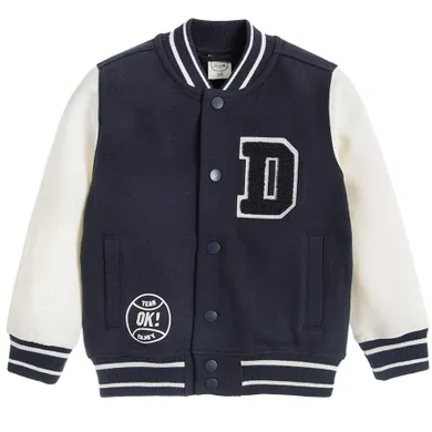 Cool Club, Bluza cu capse pentru baieti, alb-bleumarin, imprimeu Major league team