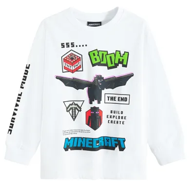 Cool Club, Bluza cu maneca lunga pentru baieti, alb, imprimeu Minecraft