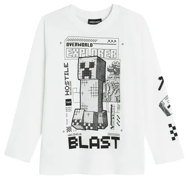 Cool Club, Bluza cu maneca lunga pentru baieti, alb, imprimeu Minecraft