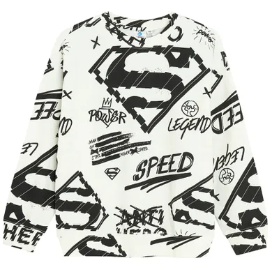 Cool Club, Bluza cu maneca lunga pentru baieti, alb, imprimeu Superman