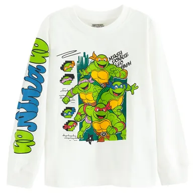 Cool Club, Bluza cu maneca lunga pentru baieti, alb, imprimeu Teenage Mutant Ninja Turtles