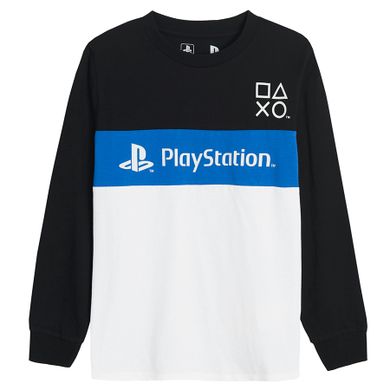 Cool Club, Bluza cu maneca lunga pentru baieti, alb-negru, imprimeu PlayStation