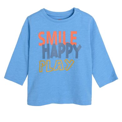 Cool Club, Bluza cu maneca lunga pentru baieti, albastru, imprimeu Smile, happy, play
