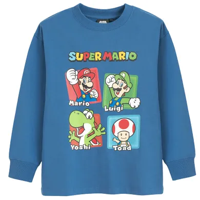 Cool Club, Bluza cu maneca lunga pentru baieti, albastru, imprimeu Super Mario