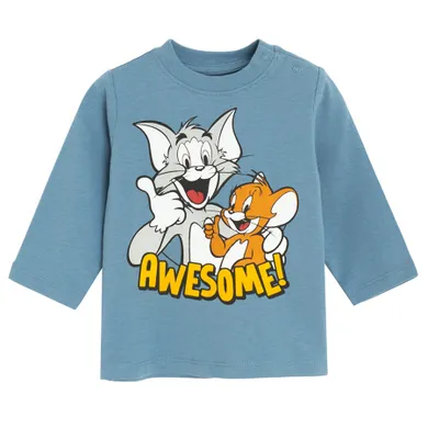 Cool Club, Bluza cu maneca lunga pentru baieti, albastru, imprimeu Tom & Jerry