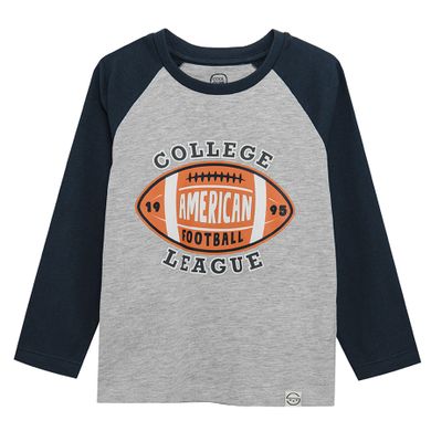Cool Club, Bluza cu maneca lunga pentru baieti, bleumarin-gri, imprimeu College league
