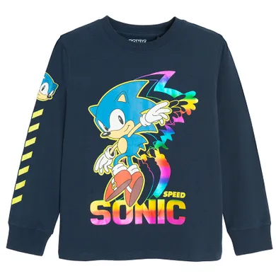 Cool Club, Bluza cu maneca lunga pentru baieti, bleumarin, imprimeu Sonic the Hedgehog