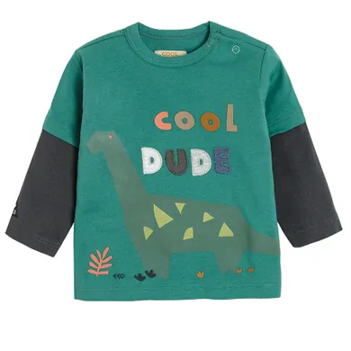 Cool Club, Bluza cu maneca lunga pentru baieti, culoare verde, imprimeu dinozaur