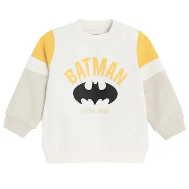 Cool Club, Bluza cu maneca lunga pentru baieti, ecru, imprimeu Batman