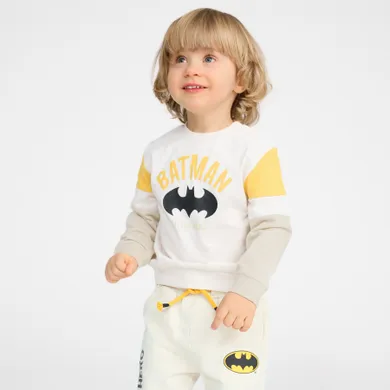 Cool Club, Bluza cu maneca lunga pentru baieti, ecru, imprimeu Batman