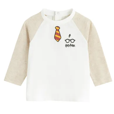 Cool Club, Bluza cu maneca lunga pentru baieti, ecru, imprimeu Harry Potter