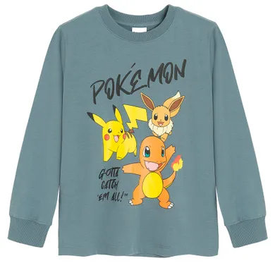 Cool Club, Bluza cu maneca lunga pentru baieti, gri, imprimeu Pokemon