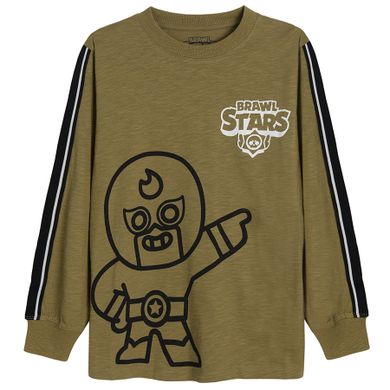 Cool Club, Bluza cu maneca lunga pentru baieti, kaki, imprimeu Brawl Stars