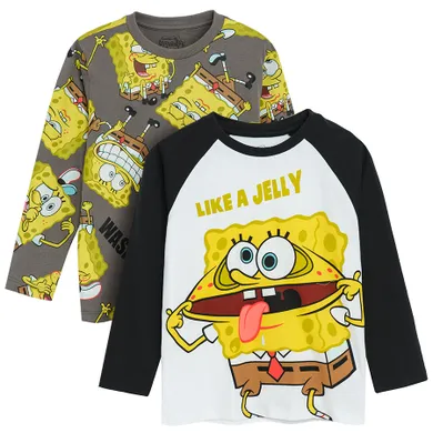 Cool Club, Bluza cu maneca lunga pentru baieti, mix, imprimeu SpongeBob, set, 2 buc.