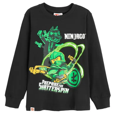 Cool Club, Bluza cu maneca lunga pentru baieti, negru, imprimeu LEGO Ninjago