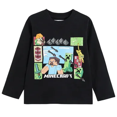 Cool Club, Bluza cu maneca lunga pentru baieti, negru, imprimeu Minecraft