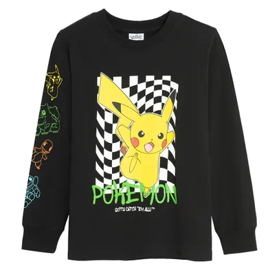 Cool Club, Bluza cu maneca lunga pentru baieti, negru, imprimeu Pokemon