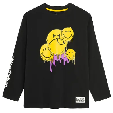 Cool Club, Bluza cu maneca lunga pentru baieti, negru, imprimeu SmileWorld