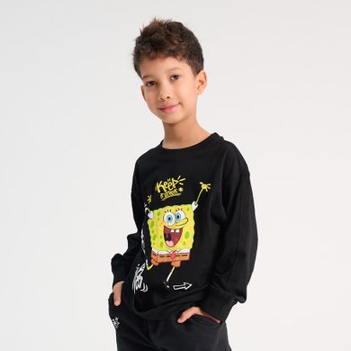 Cool Club, Bluza cu maneca lunga pentru baieti, negru, imprimeu SpongeBob