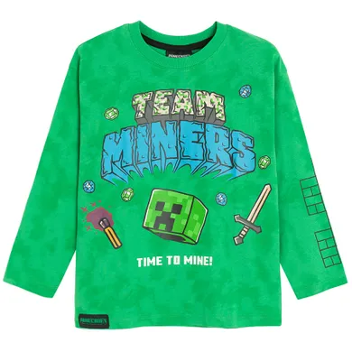 Cool Club, Bluza cu maneca lunga pentru baieti, verde, imprimeu Minecraft