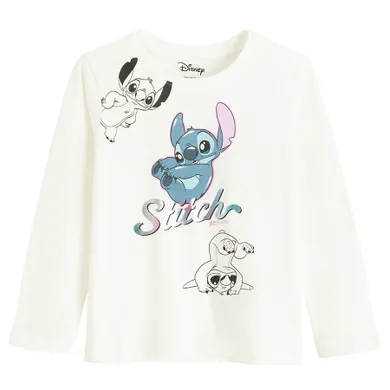 Cool Club, Bluza cu maneca lunga pentru fete, alb, imprimeu Lilo si Stitch