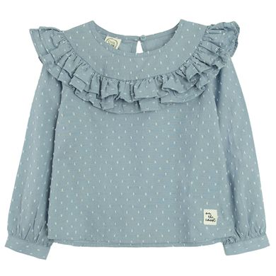 Cool Club, Bluza cu maneca lunga pentru fete, albastru deschis, cu volane