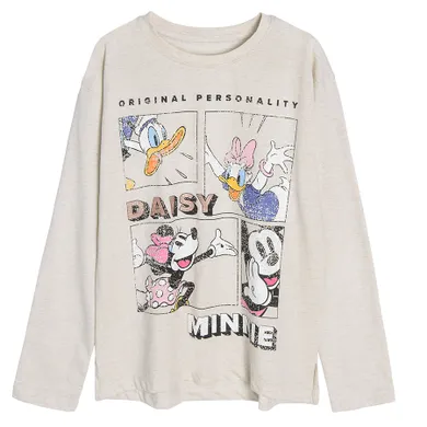 Cool Club, Bluza cu maneca lunga pentru fete, bej, imprimeu Minnie Mouse