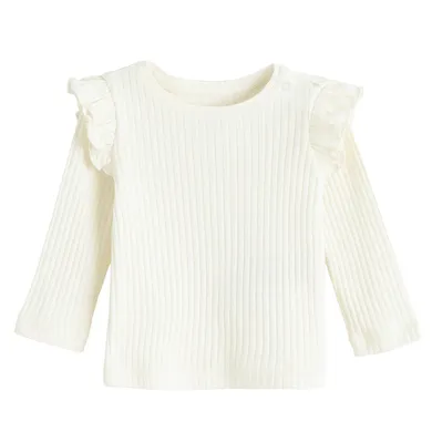 Cool Club, Bluza cu maneca lunga pentru fete, din tricot striat, alb