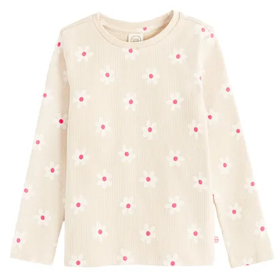 Cool Club, Bluza cu maneca lunga pentru fete, din tricot striat, bej