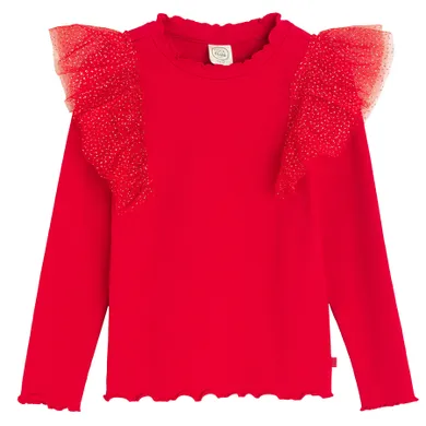 Cool Club, Bluza cu maneca lunga pentru fete, din tricot striat, rosu