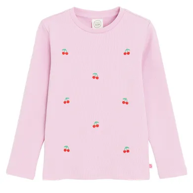 Cool Club, Bluza cu maneca lunga pentru fete, din tricot striat, roz