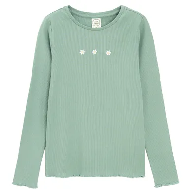 Cool Club, Bluza cu maneca lunga pentru fete, din tricot striat, verde