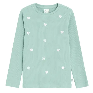Cool Club, Bluza cu maneca lunga pentru fete, din tricot striat, verde