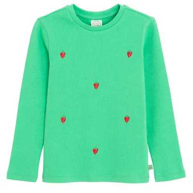 Cool Club, Bluza cu maneca lunga pentru fete, din tricot striat, verde