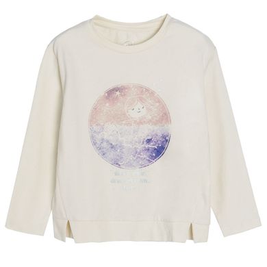 Cool Club, Bluza cu maneca lunga pentru fete, ecru, imprimeu Make your dreams come true