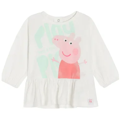 Cool Club, Bluza cu maneca lunga pentru fete, ecru, imprimeu Peppa Pig