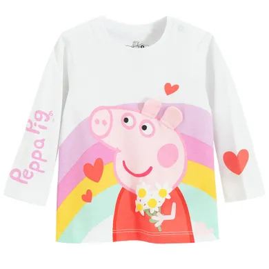 Cool Club, Bluza cu maneca lunga pentru fete, ecru, imprimeu Peppa Pig