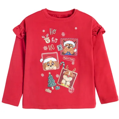 Cool Club, Bluza cu maneca lunga pentru fete, rosu, motiv de Craciun, imprimeu Paw Patrol