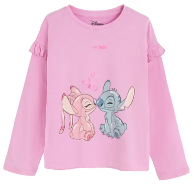 Cool Club, Bluza cu maneca lunga pentru fete, roz, imprimeu Lilo si Stitch