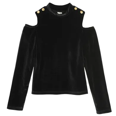 Cool Club, Bluza cu maneca lunga pentru fete, velur, negru