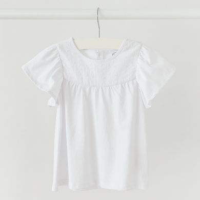 Cool Club, Bluza cu maneca scurta pentru fete, alb, broderie englezeasca