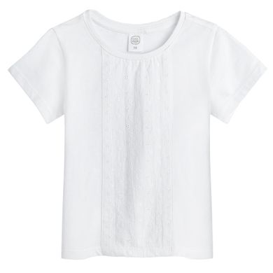 Cool Club, Bluza cu maneca scurta pentru fete, alb, imprimeu flori